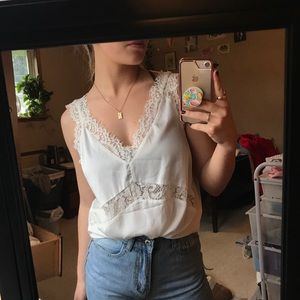 White Silk Lace Tank